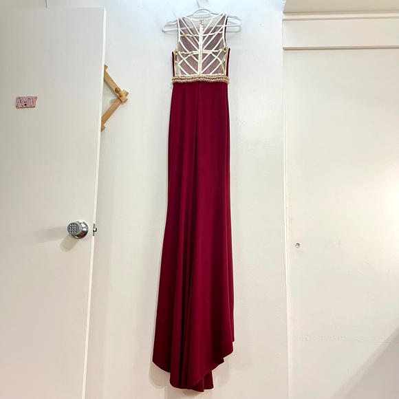 NWOT Mac Duggal 2012 Rhinestones Metal Chain Link Waistband Slit Gown, Size 2 - Picture 5 of 11